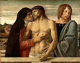 Giovanni Bellini Canvas Paintings - Dead Christ Supported by the Madonna and St. John
